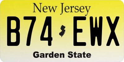 NJ license plate B74EWX