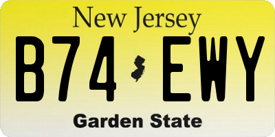NJ license plate B74EWY