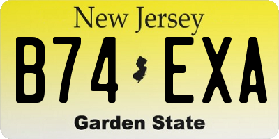 NJ license plate B74EXA