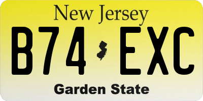 NJ license plate B74EXC