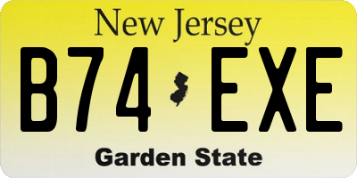 NJ license plate B74EXE