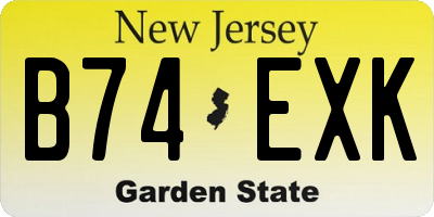 NJ license plate B74EXK