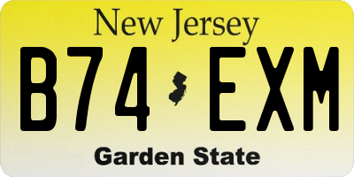 NJ license plate B74EXM