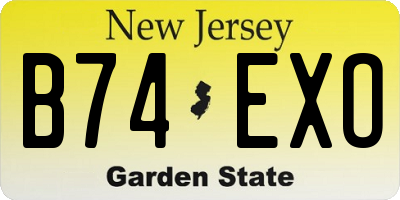 NJ license plate B74EXO