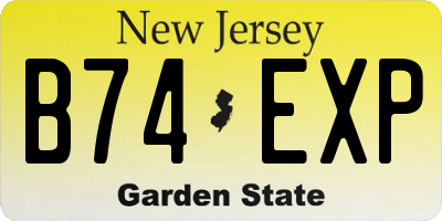 NJ license plate B74EXP