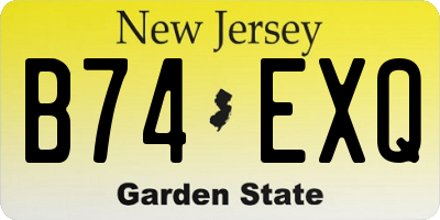 NJ license plate B74EXQ