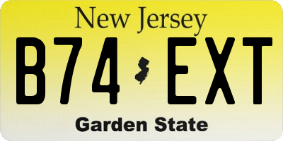 NJ license plate B74EXT