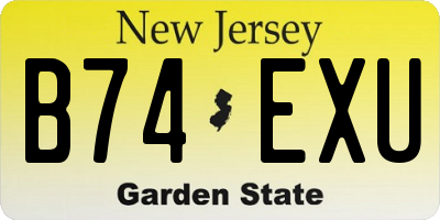 NJ license plate B74EXU