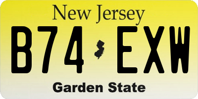 NJ license plate B74EXW