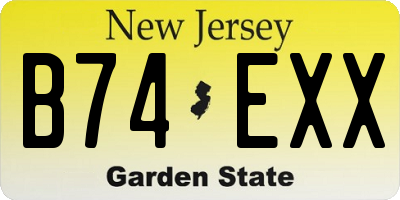 NJ license plate B74EXX