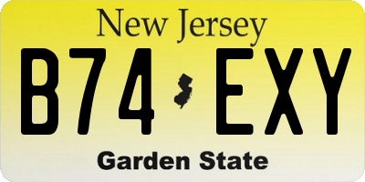 NJ license plate B74EXY
