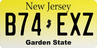 NJ license plate B74EXZ