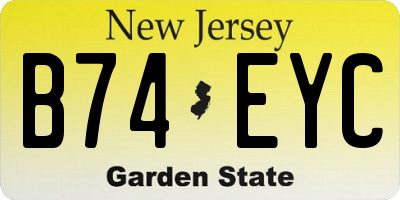NJ license plate B74EYC