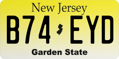 NJ license plate B74EYD