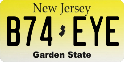 NJ license plate B74EYE