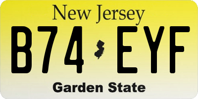 NJ license plate B74EYF