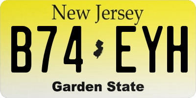 NJ license plate B74EYH