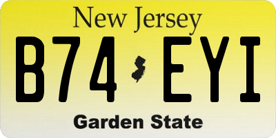 NJ license plate B74EYI