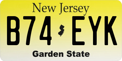 NJ license plate B74EYK