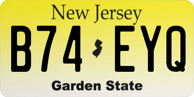 NJ license plate B74EYQ