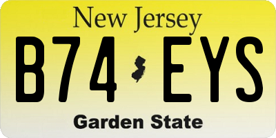 NJ license plate B74EYS
