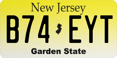 NJ license plate B74EYT
