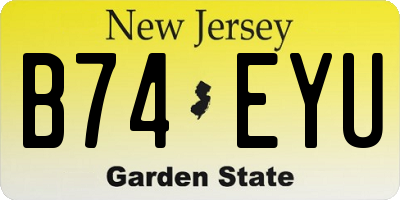 NJ license plate B74EYU