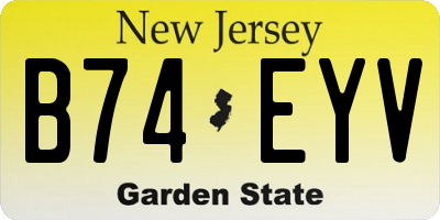 NJ license plate B74EYV