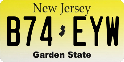 NJ license plate B74EYW