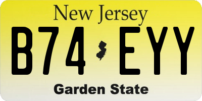 NJ license plate B74EYY