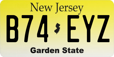 NJ license plate B74EYZ