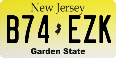 NJ license plate B74EZK