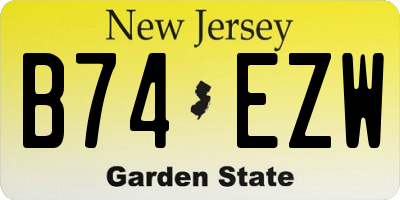 NJ license plate B74EZW