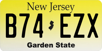 NJ license plate B74EZX