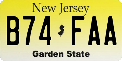 NJ license plate B74FAA