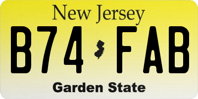 NJ license plate B74FAB