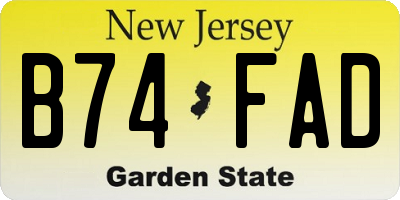 NJ license plate B74FAD
