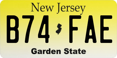 NJ license plate B74FAE