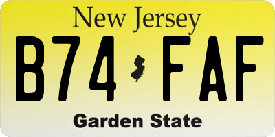 NJ license plate B74FAF