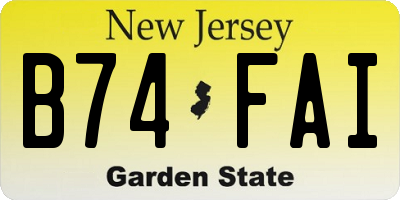 NJ license plate B74FAI