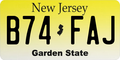 NJ license plate B74FAJ