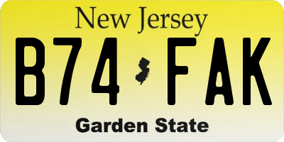 NJ license plate B74FAK