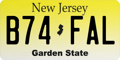 NJ license plate B74FAL