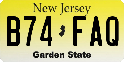 NJ license plate B74FAQ