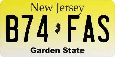 NJ license plate B74FAS