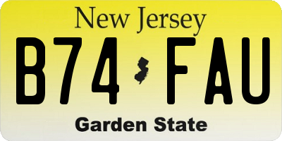 NJ license plate B74FAU