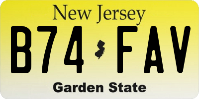 NJ license plate B74FAV