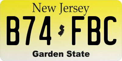 NJ license plate B74FBC