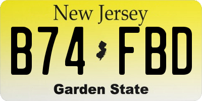 NJ license plate B74FBD