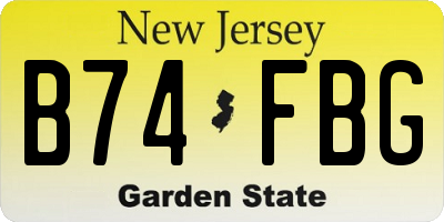 NJ license plate B74FBG